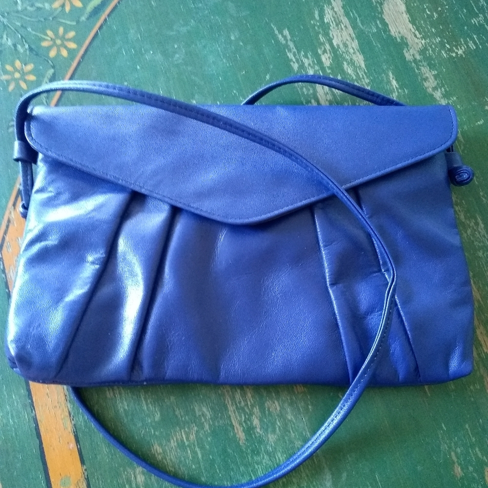 80's style blue faux leather bag